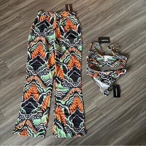 PrettyLittleThing Black Tribal Print Bikini Set